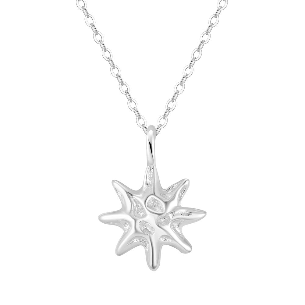 Sterling Silver Hammered Star Pendant Necklace 14K Gold Plated Chain