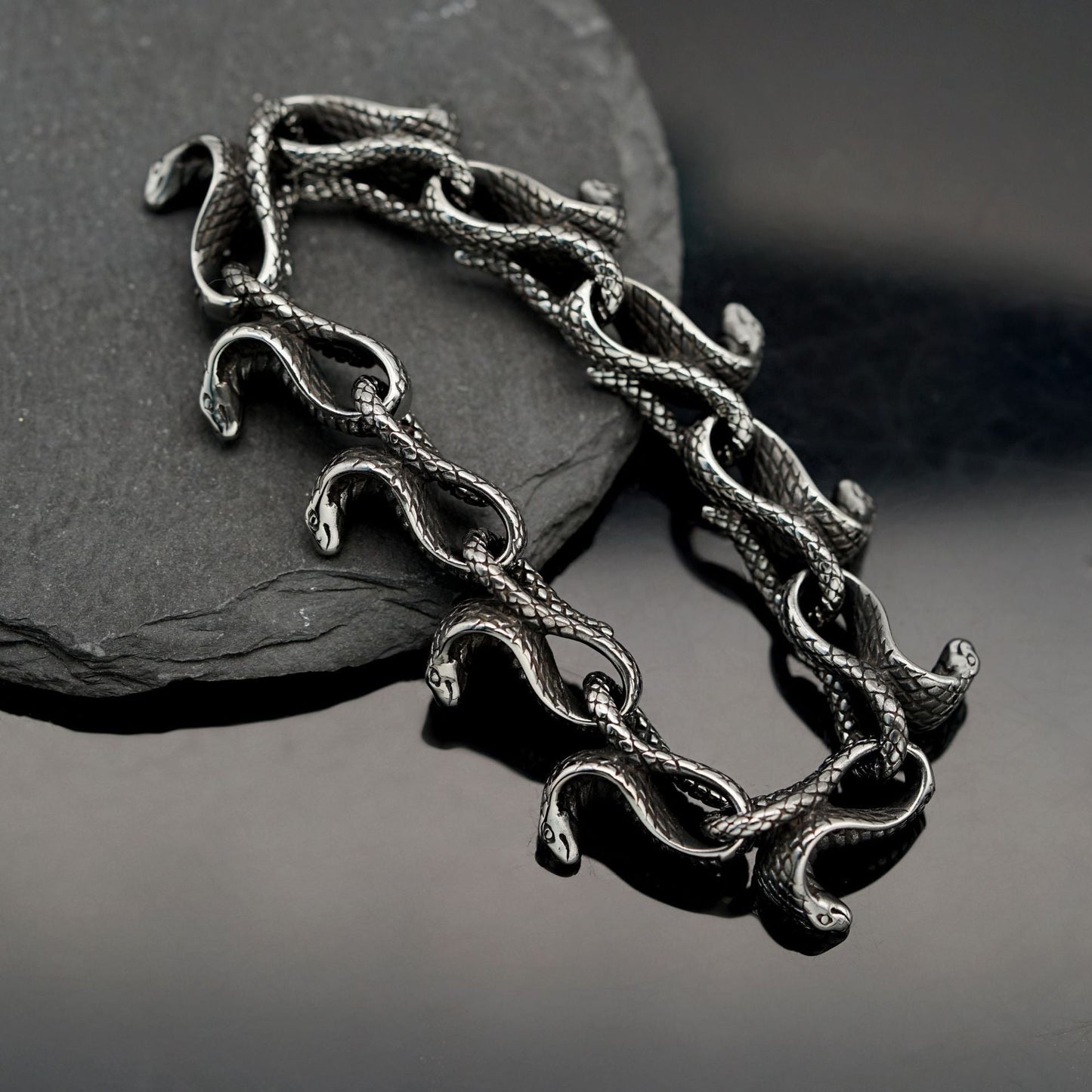 Stainless Steel Men's Bracelet Snake Head