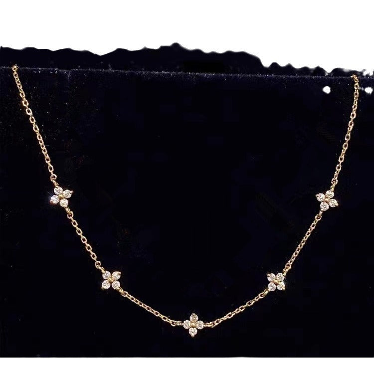 S925 Sterling Silver Plated 18K Gold Light Luxury Star Elegance High-grade Starry Clavicle Chain