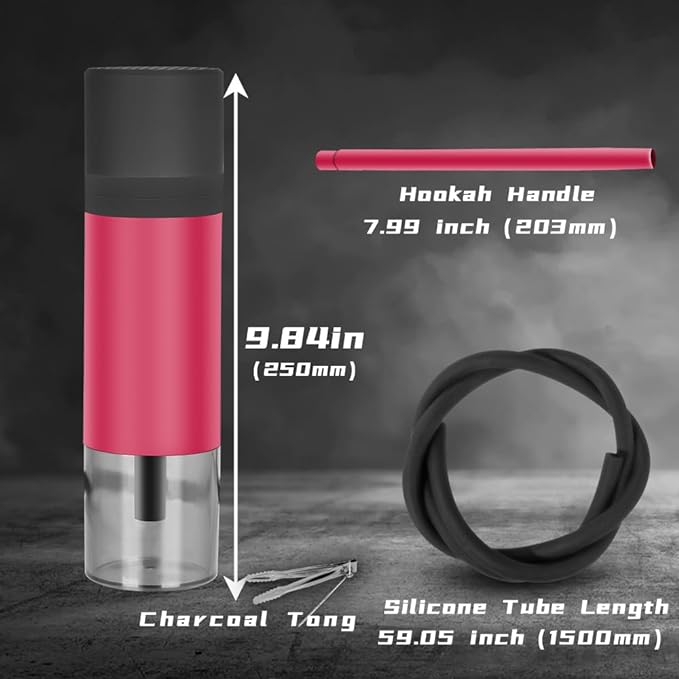 HOKASET Hookah Set Portable Cup Hookah With Everything Great For Car Travel Inlude All Hookah Accessories (Red)