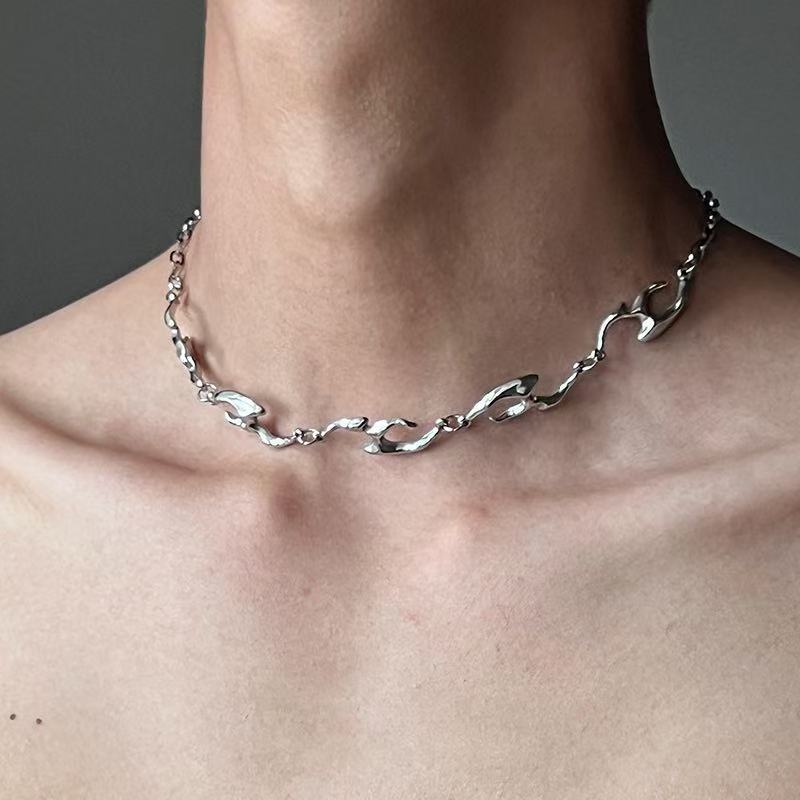 Irregular Shaped Metal Necklace On The Street