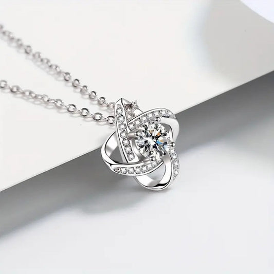 Heart Of Eternity Clavicle Chain Rotating Lucky Pendant Necklace With Card