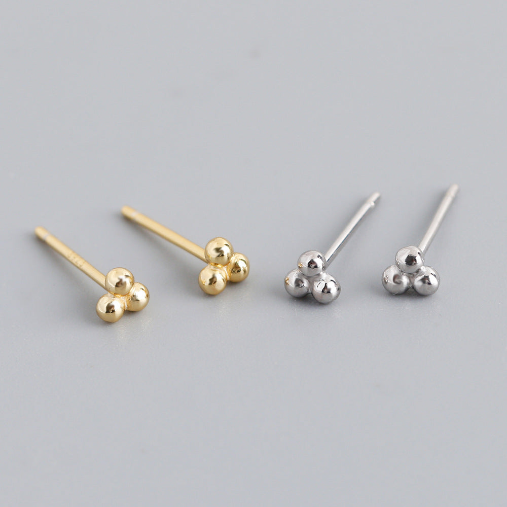 Simple And Fresh Student Polka Dot S925 Silver Stud Earrings