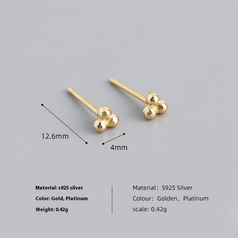 Simple And Fresh Student Polka Dot S925 Silver Stud Earrings