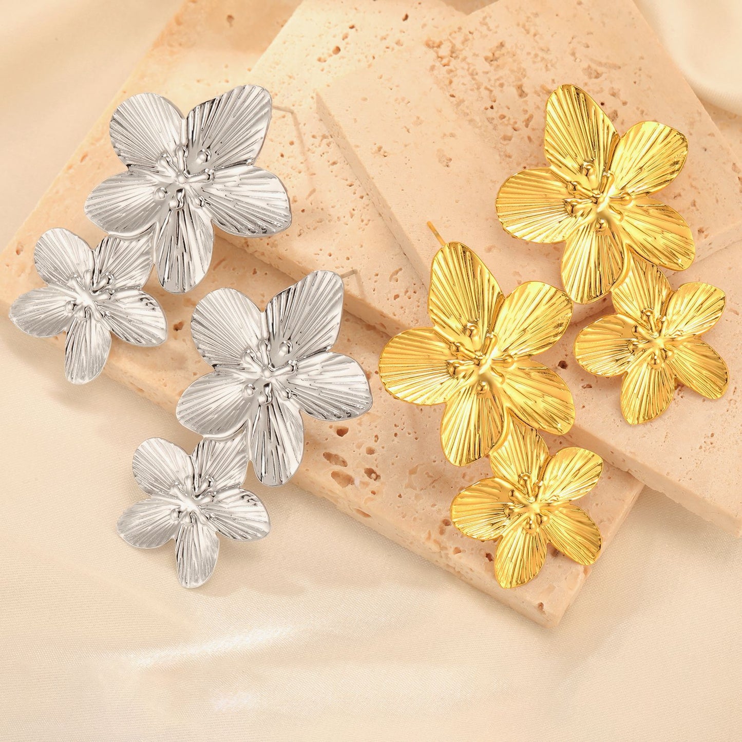 Women's Electroplated Alloy Non-fading Flower Earrings