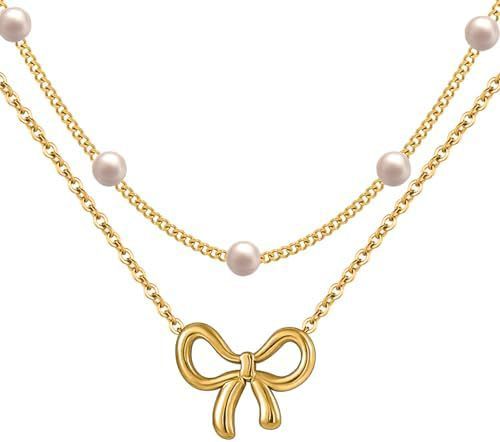 Women's Minimalist And Versatile Pearl Bow Necklace Fashion Jewelry