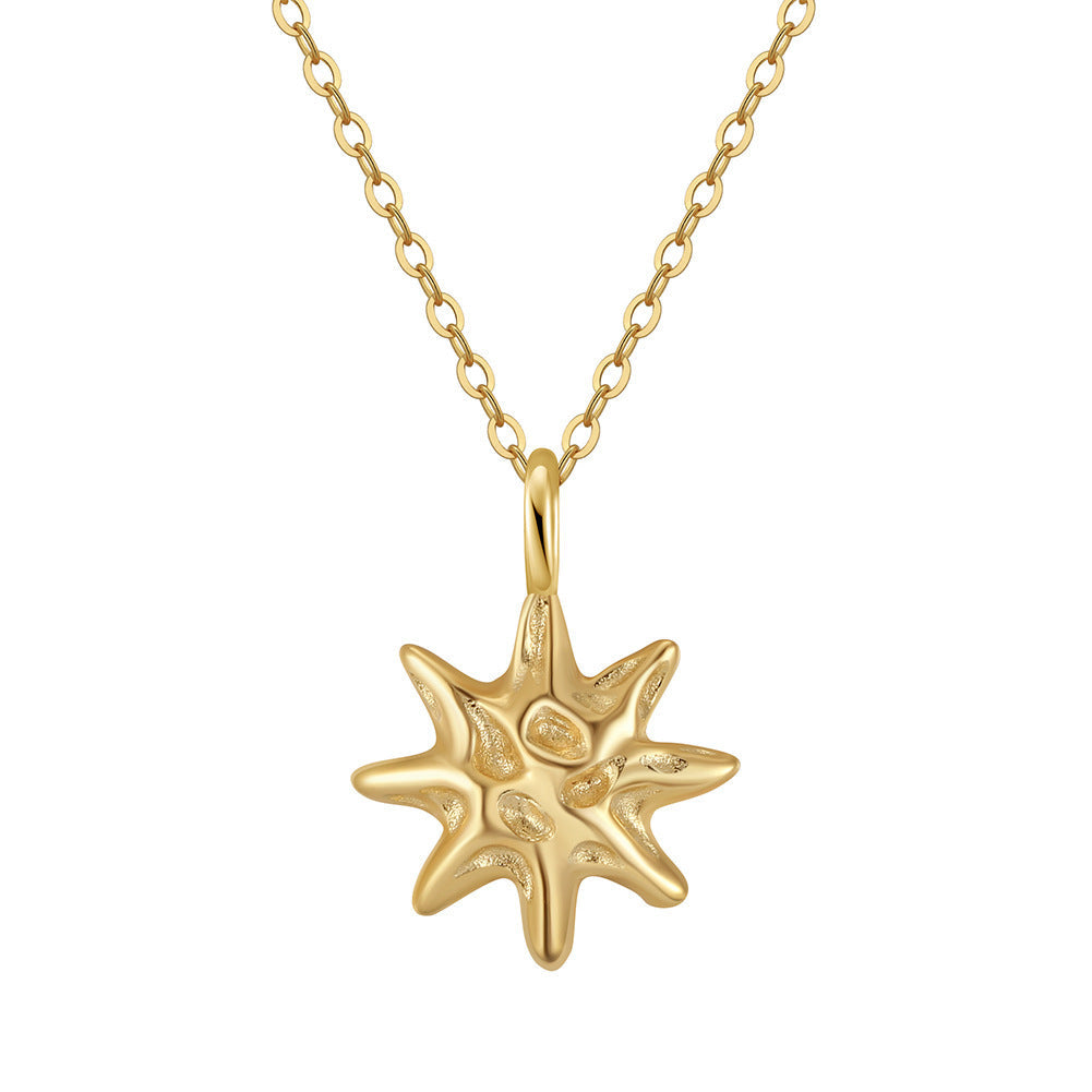 Sterling Silver Hammered Star Pendant Necklace 14K Gold Plated Chain