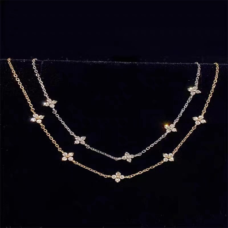 S925 Sterling Silver Plated 18K Gold Light Luxury Star Elegance High-grade Starry Clavicle Chain